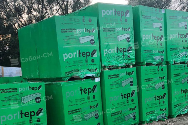 Пеноблоки стеновые Poritep Коломна 625х200х350, D600